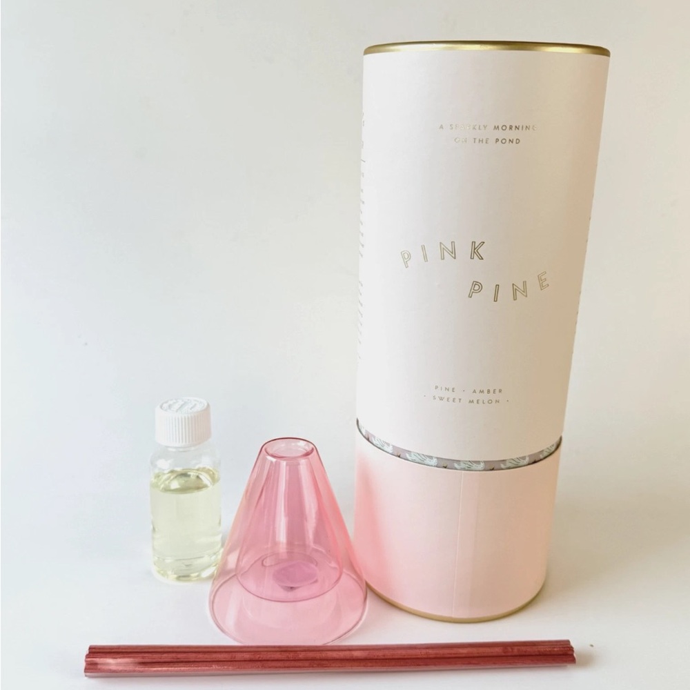 Illume Pink Pine Reed Diffuser - Pine, Amber, And Sweet Melon Scent - Picture 2 of 2